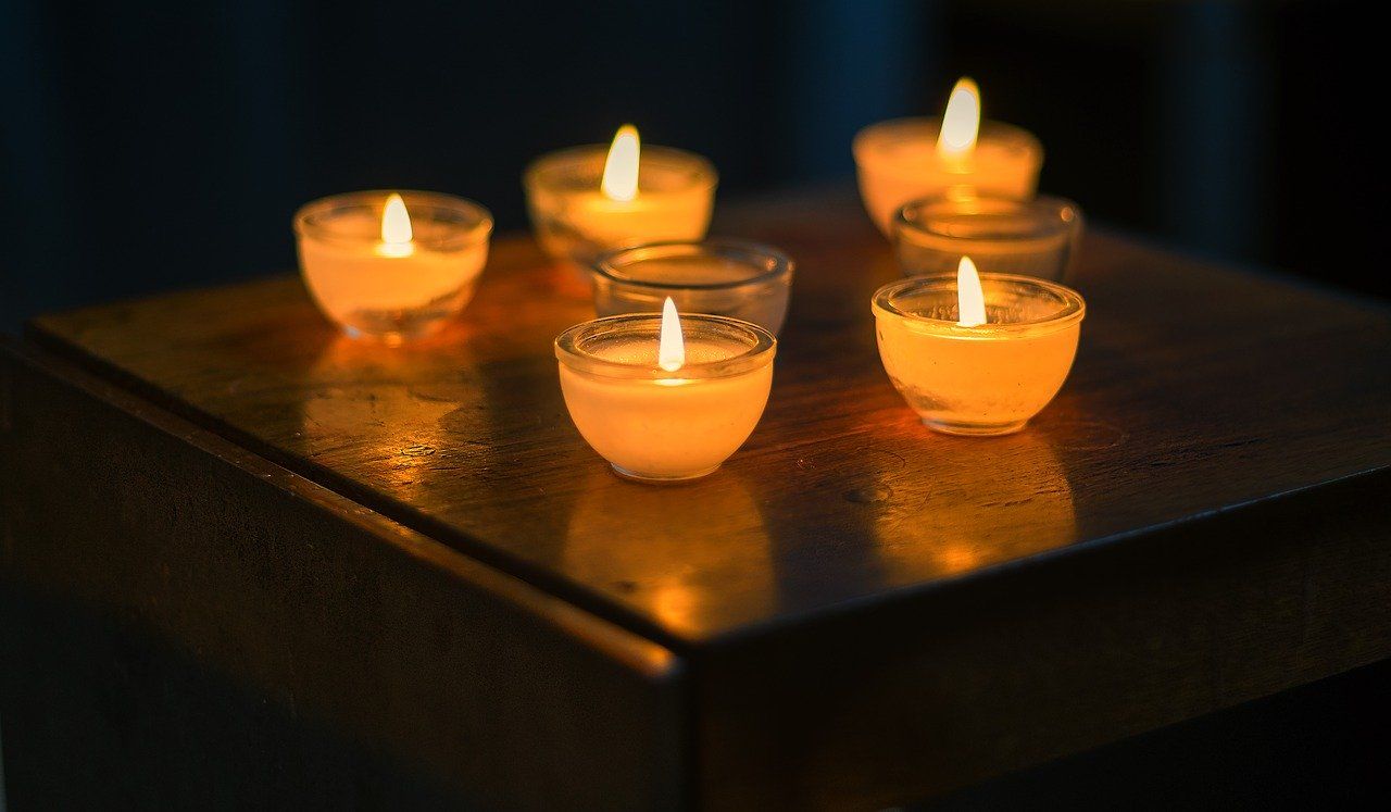 Candles in the dark during a power outage